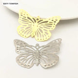 20 PCS Metal Filigree Flowers Slice Butterfly Charms DIY Jewelry Making