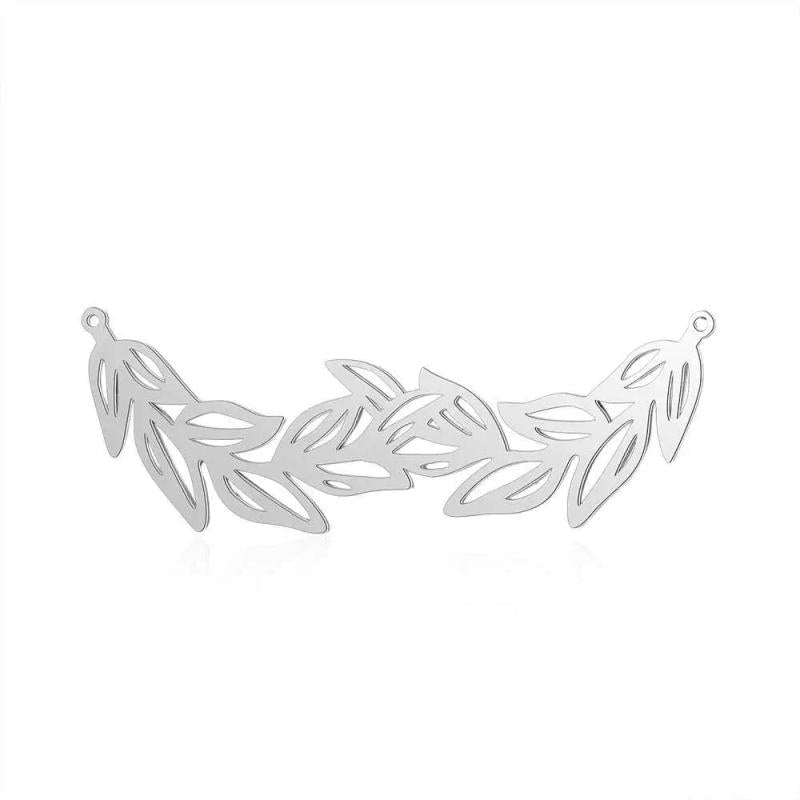 2Pcs Stainless Steel Leaf Charms Pendant for DIY Necklace Making