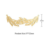 2Pcs Stainless Steel Leaf Charms Pendant for DIY Necklace Making