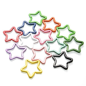Colorful Metal Key Chain Pentagram Keyring Split Ring Key Ring for DIY Jewelry
