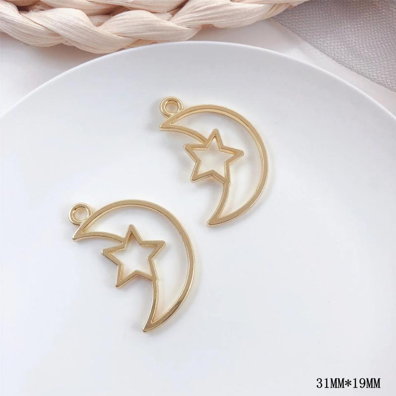 10pcs Space Pendant Base Moon Star Charms for DIY Necklace Earrings