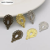 100 Pcs 12*19mm Metal Filigree Flowers Charms Base Jewelry DIY