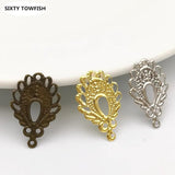 100 Pcs 12*19mm Metal Filigree Flowers Charms Base Jewelry DIY