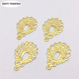 100 Pcs 12*19mm Metal Filigree Flowers Charms Base Jewelry DIY