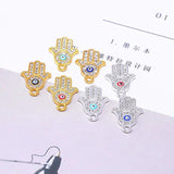 10pcs Crystal Evil Eyes Hamsa Hand Charms Pendants DIY Jewelry Finding