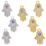 10pcs Crystal Evil Eyes Hamsa Hand Charms Pendants DIY Jewelry Finding