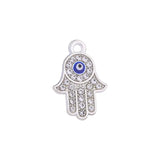 10pcs Crystal Evil Eyes Hamsa Hand Charms Pendants DIY Jewelry Finding
