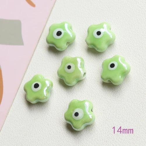 14mm Ceramic Flower Beads Set of 6 DIY Jewelry Making