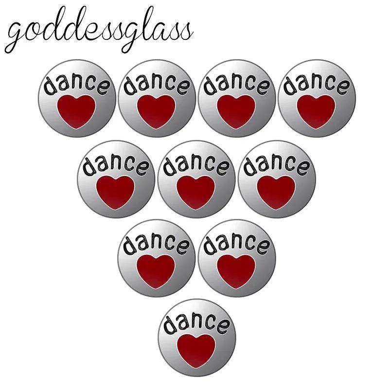 10pcs Red Heart Love dance 12mm snap buttons for bracelet jewelry KZ9092