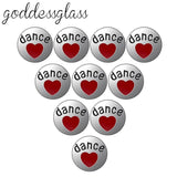 10pcs Red Heart Love dance 12mm snap buttons for bracelet jewelry KZ9092