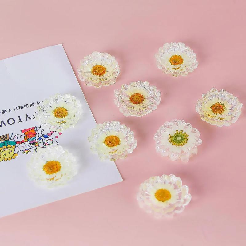 Transparent Flower Sunflower Daisy Resin DIY Jewelry Materials 3pcs
