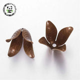 Antique Bronze Brass Flower Bead Caps, 17x22mm, Hole: 2.5mm