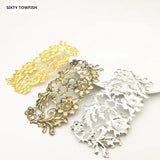 5 PCS 43*87mm Metal Filigree Big Flower Slice Charms Setting DIY Jewelry