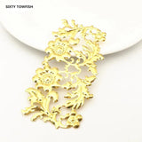 5 PCS 43*87mm Metal Filigree Big Flower Slice Charms Setting DIY Jewelry
