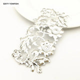 5 PCS 43*87mm Metal Filigree Big Flower Slice Charms Setting DIY Jewelry