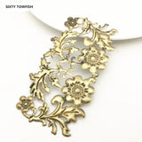 5 PCS 43*87mm Metal Filigree Big Flower Slice Charms Setting DIY Jewelry