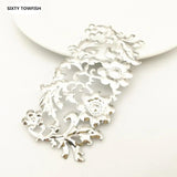 5 PCS 43*87mm Metal Filigree Big Flower Slice Charms Setting DIY Jewelry