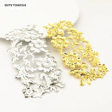 5 PCS 43*87mm Metal Filigree Big Flower Slice Charms Setting DIY Jewelry