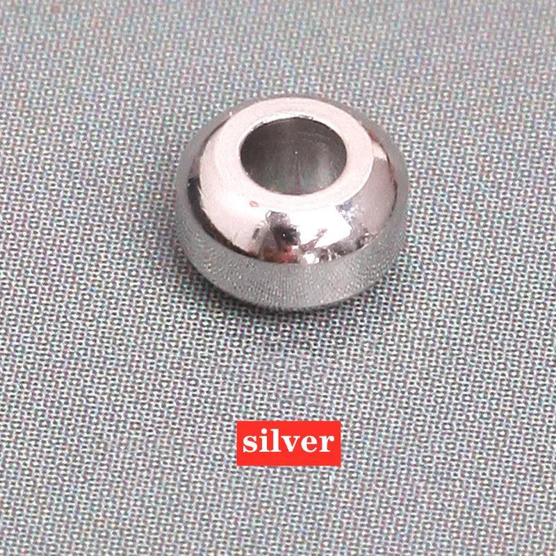 20pcs Dia. 4.88mm Silver Metal Copper Spacer Beads For DIY Jewelry Making