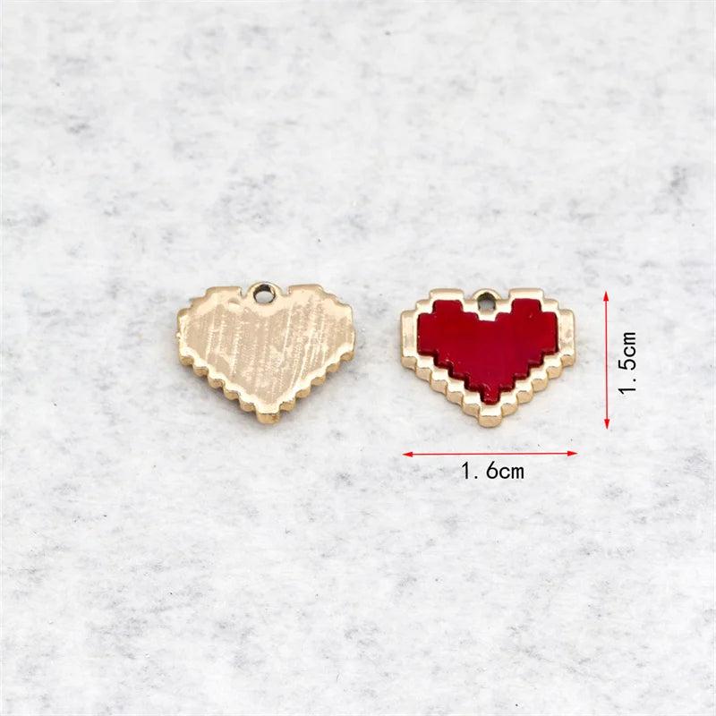 10pcs Red Love Heart Pendants Metal Chrams for Jewelry Making