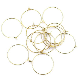100Pcs Alloy Wine Glass Rings Earrings Hoops 29x25mm