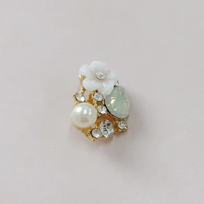 10 PCS Pearl Rhinestone Flower Metal Base DIY Jewelry Accessories