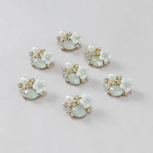 10 PCS Pearl Rhinestone Flower Metal Base DIY Jewelry Accessories
