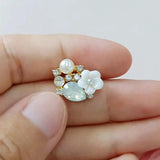 10 PCS Pearl Rhinestone Flower Metal Base DIY Jewelry Accessories