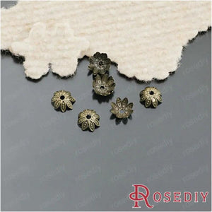 10mm Flower Iron Bead Caps Antique Bronze DIY Jewelry Findings 100 pcs