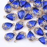 5PC Transparent Glass Pendants Teardrop Red Jewelry DIY