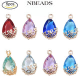 5PC Transparent Glass Pendants Teardrop Red Jewelry DIY