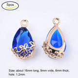 5PC Transparent Glass Pendants Teardrop Red Jewelry DIY