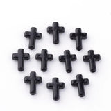 100PC Opaque Acrylic Beads Cross White/Black 16x12x4.5mm
