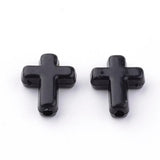 100PC Opaque Acrylic Beads Cross White/Black 16x12x4.5mm