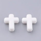 100PC Opaque Acrylic Beads Cross White/Black 16x12x4.5mm