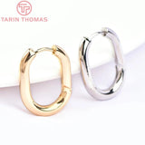 4PCS 16x20.5MM 24k Brass Oval Earrings Hook DIY Jewelry Findings