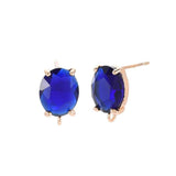 Brass Stud Earring Findings with Glass Oval Light Mixed 12x8mm
