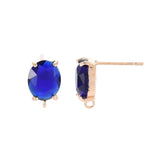 Brass Stud Earring Findings with Glass Oval Light Mixed 12x8mm