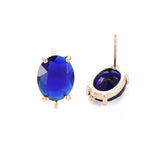 Brass Stud Earring Findings with Glass Oval Light Mixed 12x8mm