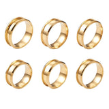 6Pcs/box Stainless Steel Grooved Finger Ring Settings Blank for Inlay Ring