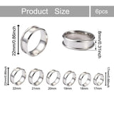 6Pcs/box Stainless Steel Grooved Finger Ring Settings Blank for Inlay Ring