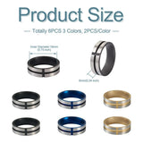 6Pcs/box Stainless Steel Grooved Finger Ring Settings Blank for Inlay Ring