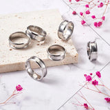 6Pcs/box Stainless Steel Grooved Finger Ring Settings Blank for Inlay Ring