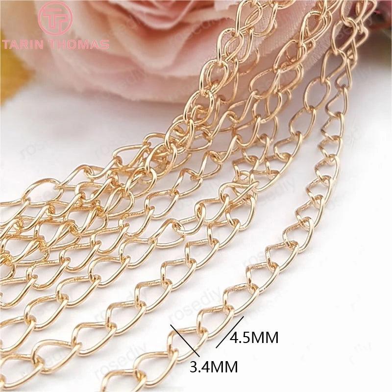 2m Width 3.4MM 24K Champagne Plated Copper Necklace Chain