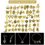 50Pcs Mixed Vintage Metal Jewelry Charm for DIY Bracelet Earrings Necklace
