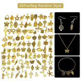 50Pcs Mixed Vintage Metal Jewelry Charm for DIY Bracelet Earrings Necklace