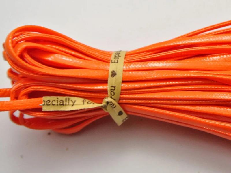 10M Orange Flat Soft Synthetic Leather Jewelry Cord Lace String 3X1mm