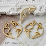 10Pcs DIY Pendant Charms for Earrings Making Face Star Round Pendants