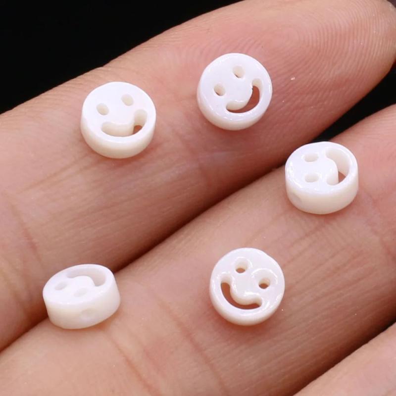 10Pcs Natural Freshwater Mother Of Pearl Shell Beads Smile-Face Beads