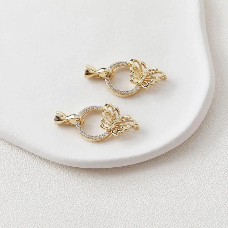 2PCS Butterfly Bracelet Link Buckle Zircon Jewelry DIY Making Supplies
